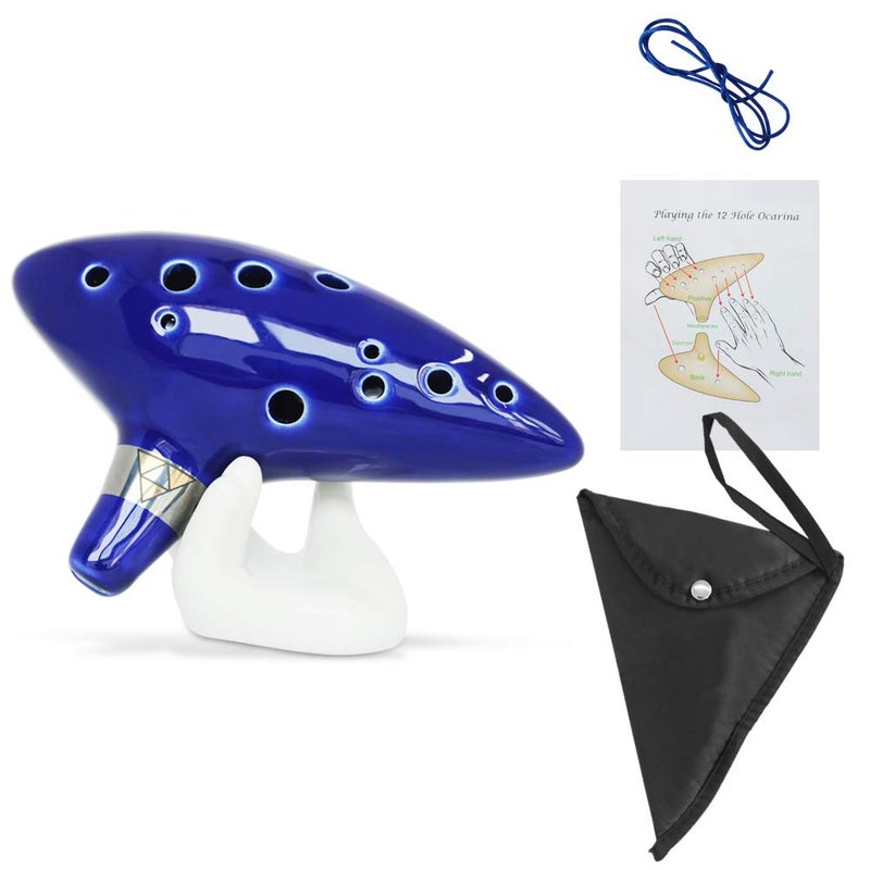 SENHAI Ocarina Instrument with Neck Strap Cord and Song Book, 12 Hole Alto C Ocarinas With Gift Box, Hand-shape Display Stand and Black Protective Bag - Image 1